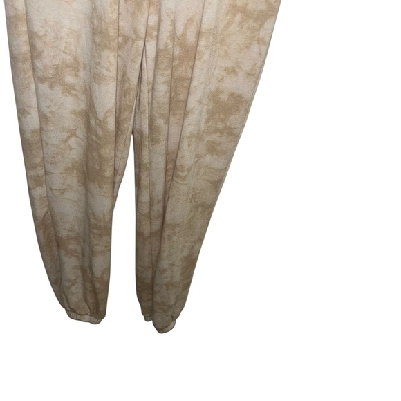 Tie dye tan cream Jumpsuit jogger long sleeve large L soft whiteroom + cactus - Picture 2 of 5